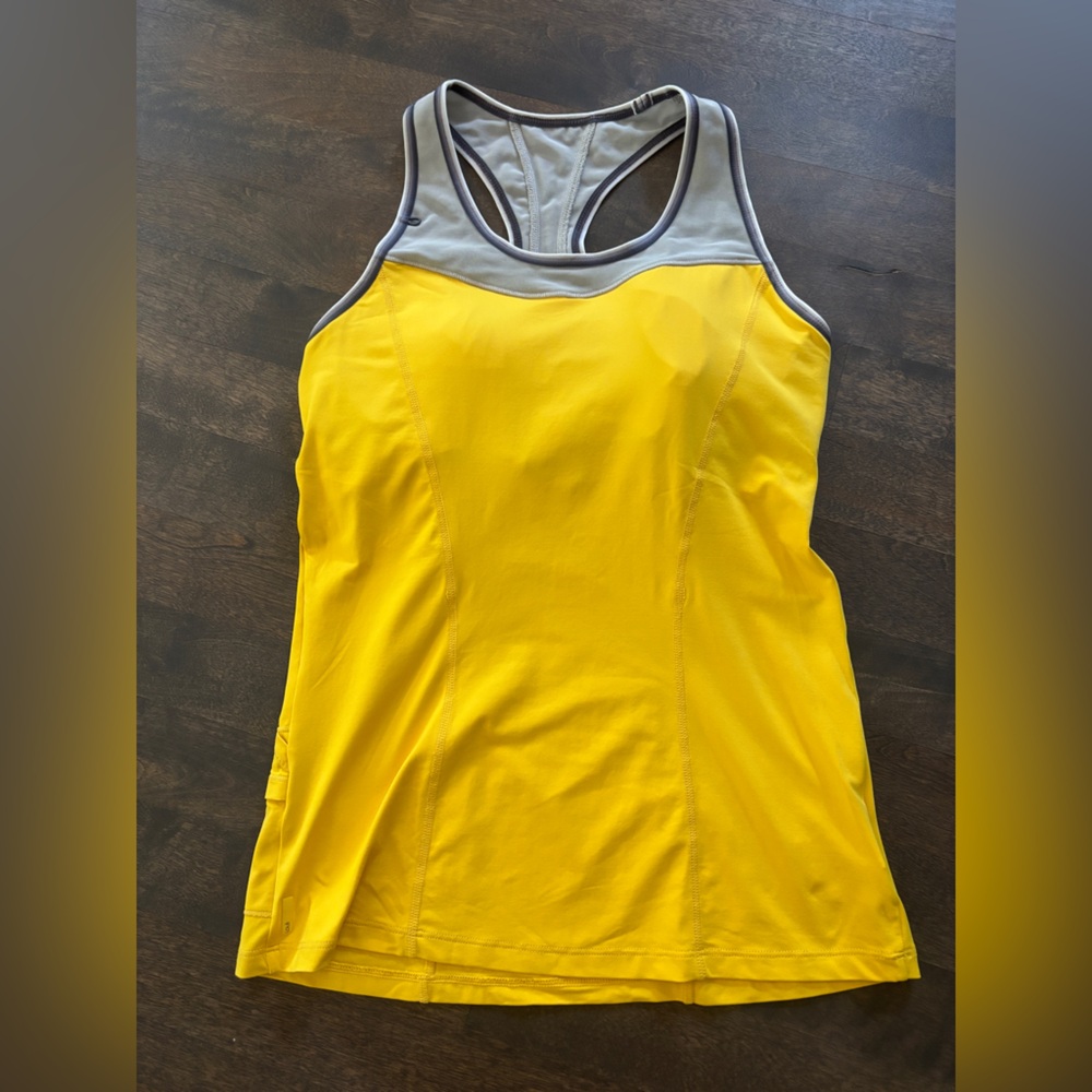 LOLË Yellow and Gray Athletic Tank Top with support bra